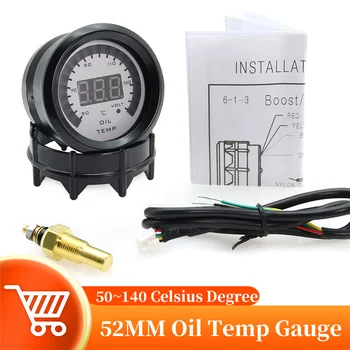 52mm Universal Óleo Medidor de Temperatura de 50~140 graus Celsius Voltímetro 1/8NPT de Óleo Sensor de Temperatura Para 12V Gasolina Veículo