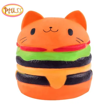 Squishy Lento Aumento Pu Jumbo Desenhos Animados Do Gato Hamburger Squeeze Brinquedos De Presente A Coleção De Apaziguador Do Stress Decoração Molinho Squeeze Brinquedo De Presente