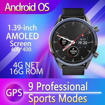 Versão Global KC08 4G NET Smart Watch Homens AMOLED de 1,39 Tela de