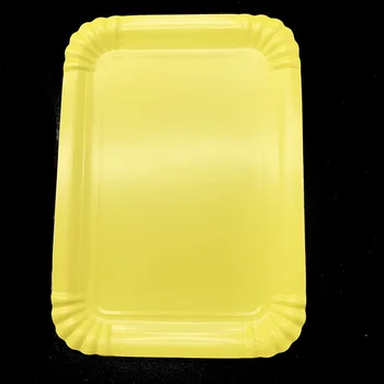 10pcs/lot retângulo amarelo placas de papel de cor sólida descartáveis, placas de cor amarela decorações do partido cor pura pratos de papel