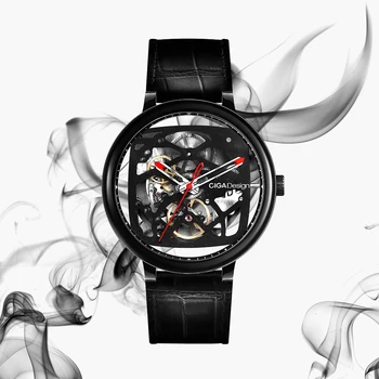 CIGA FANGYUAN Série Transparente Automático Esqueleto de Cristal de Safira Relógios dos Homens Relógios Mecânicos