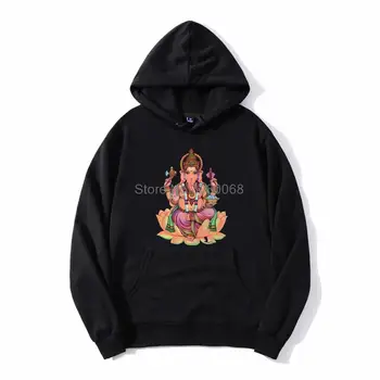 Jay Ganesha Religião Hindu, O Deus Elefante Ganesh Espiritual De Yoga Moletom Unisex Homens De Lã Com Capuz De Moletom Com Capuz Streetwear