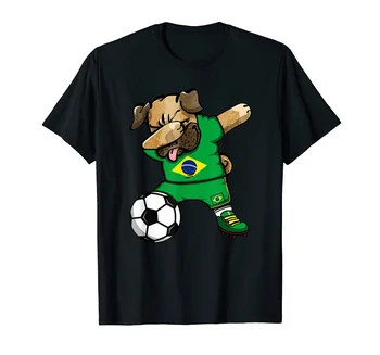 Engraçado Enxugando Cão Unicorn do Brasil de Futebol 100% Algodão Bandeira de T-shirts Fãs Jersey Homens Mulheres T-Shirt T Para Neymar Fãs de Presente