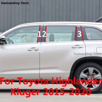 Para A Toyota Highlander Kluger 2020 2019 2018 Carro De Fibra De Carbono Janela Da Porta Do Meio Da Coluna B C Pilar Faixa Preta Adesivos 2017 2016