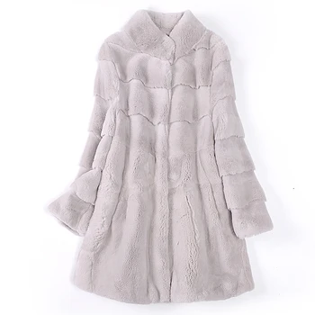 2022 inverno nova Haining toda a pele de coelho casaco de pele de grama casaco coreano solta grande tamanho mulheres longa seção
