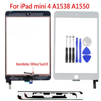 Novo Apple iPad mini 4 Digitador da Tela de Toque Não Botão Home montagem Frontal de Vidro do Painel de Toque A1538 A1550 tablet