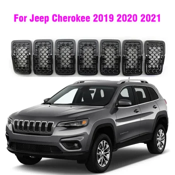 Exterior do favo de Mel de Corrida de Grelhas Para Jeep Cherokee 2019 2020 2021 Frente Grade do Radiador Inserir Kit 6AZ88XS9AB
