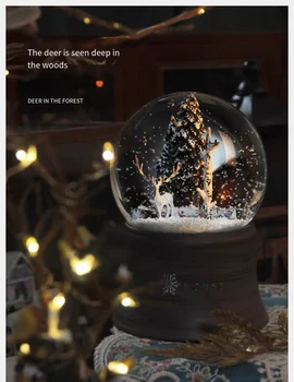Natal bola de cristal de neve decoração da lâmpada retro acessórios para a casa criativa de trabalho veado cura pequenos objetos de decoração do quarto