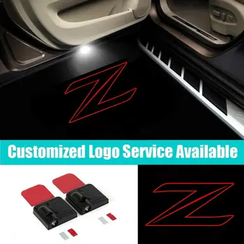 2x Fairlady Z Z34 370Z Vermelho Z Logo LEVOU a Porta do Carro bem-vindo Projetor Sombra Luzes Carro decorações