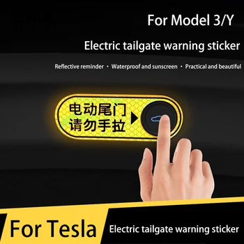 Tesla Model3/Y elétrica traseira, adesivo de elevador a porta do carro adesivo de aviso de comandos de modificação de acessórios