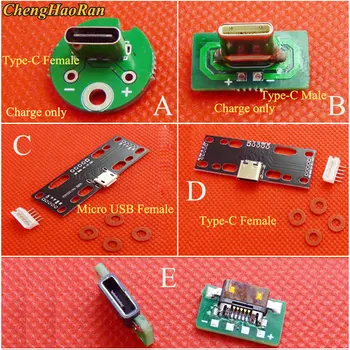 ChengHaoRan 1pcs Micro USB Tipo C Fêmea Dados de Carregamento da Tomada do Cabo de Teste da Placa Vertical Patch do Porto da Carga de Soquete do Conector