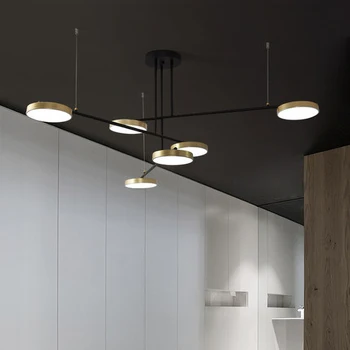 Moderno, Simples Led Candelabro Com Rodada de Ouro Abajur 3 Luzes Dimmable Luzes de Suspensão para a Sala de Restaurante
