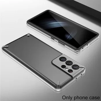 Luxo Pára-Choque De Metal De Seda Completo Tampa Traseira Para Samsung Galaxy S21 Ultra S21plus De Telefone De Protecção De Caso