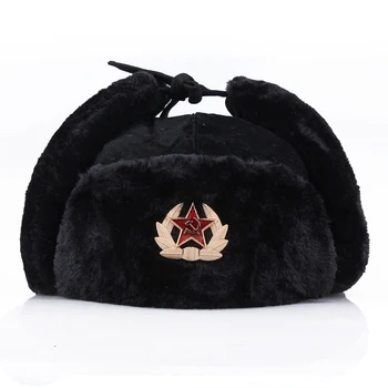 Moda selvagem inverno quente chapéu Soviética crachá de Lei Feng chapéu à prova de vento, impermeável homens e mulheres de chapéu ao ar livre grosso abafador quente chapéus