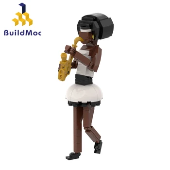 Buildmoc Idéias Jazz Saxofone Feminino Músico para 21334 MOC Blocos de Construção de Kits de Brinquedos para Crianças Presentes Brinquedo 144PCS Tijolos
