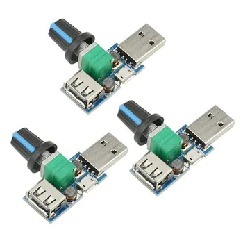 3Pcs 5W USB Ventilador de Volume de Ar de Velocidade Stepless Governador do Módulo USB Controlador de Velocidade DC 5V USB Macho de Entrada DC4-12V Para 2.5-8V