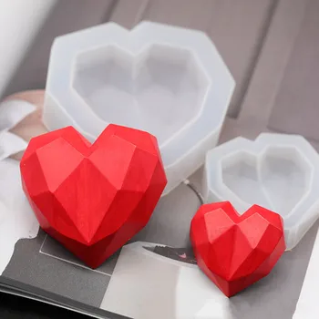 3D Amor Vela Moldes de Diamante Sabão Moldes DIY Gesso Coração Moldes Artesanais Perfumadas Vela Moldes