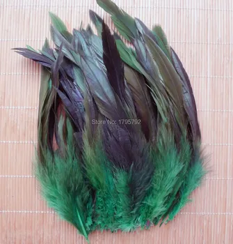 Atacado 100Pcs 12.5-20cm Verde Faisão ChickenTail Galo Penas Para Máscara de Jóias DIY Artesanato Vestido Chapéu de Pluma Decoração