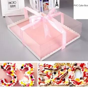 super grande, transparente, embalagem caixa de flores de cupcake flor caixas de presente de casos bolo de aniversário caixa vermelha única camada de bolo de contentores