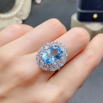 O Corte Oval Grande, De Cor Azul, Pedra De Zirconia Cúbico Bling Ring Mulher Dedo Anéis De Casamento Noivado Para Meninas Jóias De Presente