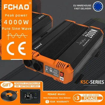 FCHAO 4000W Novas Chegadas de Onda Senoidal Pura Inversor Solar UE NOS Soquete Acessórios do Carro da C.C. 12v / 24v Para 110V AC 220V Display LCD Ups