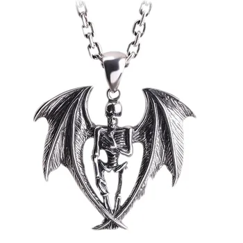 BOCAI real Novo Novo S925 jóias de prata Homem pingente requintado personalidade morcego pingente de caveira