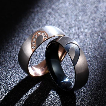 MANGOSKY 6mm de Titânio de Aço Coração de Amor Par de Anéis para as Mulheres e Homens Personalizado Anel de Personalizar Anel Gravado Anel