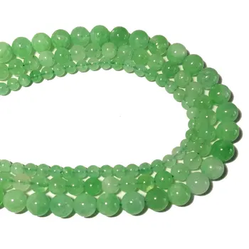 Pedra Natural Verde claro Jades de Calcedônia Rodada Esferas de Pedra Para Fazer Jóias DIY Bracelete feito a mão de Acessórios 6 8 10 MM