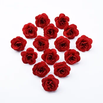10pcs de Seda rosas vermelhas cabeça de decoração de natal para casa scrapbook casamento de acessórios de noiva folga presentes diy flores Artificiais