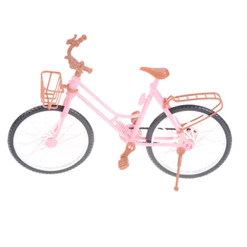 Alta Qualidade de Bicicleta Linda Moda Destacável Bicicleta cor-de-Rosa com Marrom Cesto para Acessórios de Bonecas