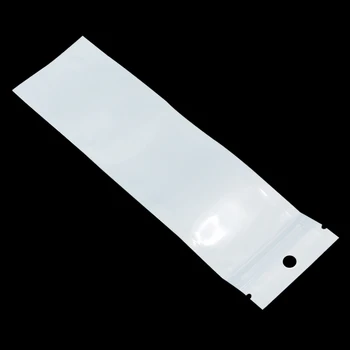 100Pcs Branco / si o Selo de Plástico com Zíper Embalagem de Embalagem de Saco Ziplock Zip Lock Saco de Armazenamento de Pacote Com a Travar Buraco