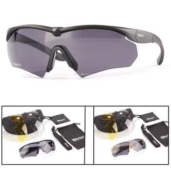 3 Lente de Óculos Tático a Proteção UV400 Caminhadas, Pesca, Caça Óculos de sol Exército de Airsoft de Tiro Wargame Militar Óculos