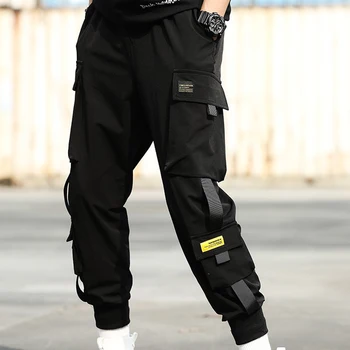 Homens de Calças Cargo Multi-Bolsos Streetwear Casual Corredores de Moda Táticas Calças Macacão Homem Hip Hop Sportswear, Roupas masculinas