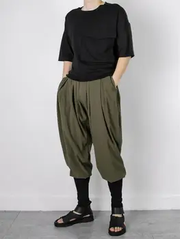 Os homens da nova minimalista Japonês Mosaico yamamoto vento calças costela saco de bezerro solto Harlan calças