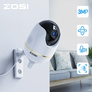 ZOSI IP Dome de Câmera de 3MP HD de Pan/Tilt/Zoom sem Fio Wifi, Sistema de Vigilância de Segurança,Áudio em Dois sentidos,Baby/Babá/animal de Estimação Monitor