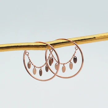585 roxo de ouro 14k ouro rosa clássico oval de borla brincos para mulheres simples exagerada de moda de luz de luxo jóia do partido