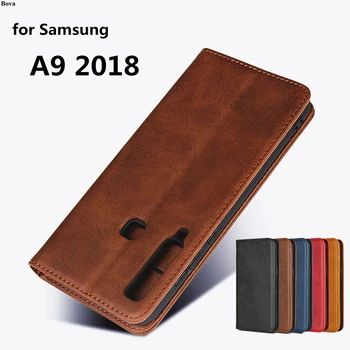 Premium capa de Couro para Samsung Galaxy A9 2018 6.3 polegadas Magnético de adsorção Capa Flip Case para o Galaxy A9 2018 A9s A920F