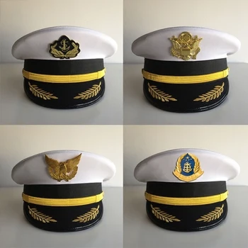 Capitão Chapéu Masculino Marinheiro Grandes Cap Marítima Tripulação Boné Branco Marinheiro Cap Performance No Palco Chapéus