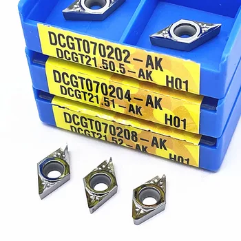DCGT070202 DCGT070204 DCGT070208 DCGT11T302 DCGT11T304 DCGT11T308 AK H01 lâmina de corte CNC para ferramentas de Corte de Alumínio de ferramenta para torneamento