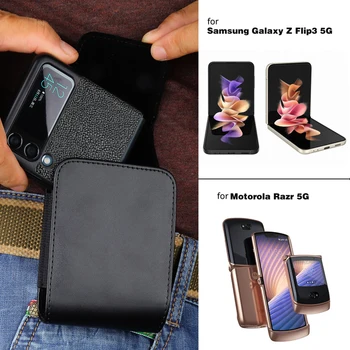 Moda Para Samsung Galaxy Z Flip 3 5G Saco do Telefone Para o Galaxy Z Flip Case capa de Couro Bolsa Para Motorola Razr 5g Caso Bolsa Saco