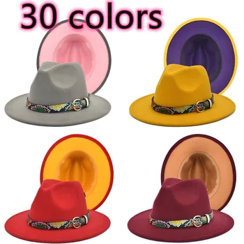 30 cores de chapéu fedora de lã de jazz festa do chapéu chapéus de senhoras, chapéus de fedora homens chapéus chapéus Panamá кепка женская