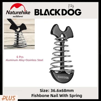 Naturehike-Blackdog 6pcs Tenda Pegs Chão Primavera Pinos Acessórios de Acampamento ao ar livre de Alumínio Fixação à prova de Vento de Unhas Acampamento Unhas