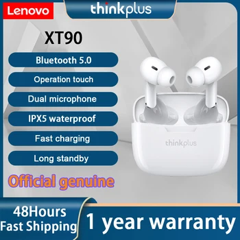 Original Lenovo XT90 sem Fio Bluetooth Fone de ouvido TWS Mini Earbud contato Com Microfone Fone de ouvido Redução de Ruído Toque Impermeável