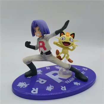 1:8 Anime Pokemon Foguetes James Meowth Combinação Genuíno Box de colecionador Presentes Figuras de PVC Modelo de Brinquedo