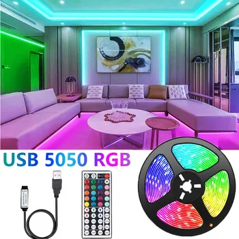 5V RGB 5050 LED Faixa de Luz USB Controle Remoto Infravermelho Flexível da Lâmpada Fita Fita de Diodo Para o Festival Festa de TV, Telefone Quarto