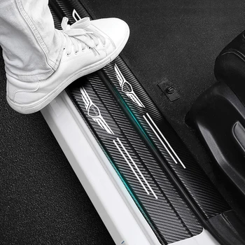 Adesivos de carro de fibra de carbono faixa decorativa carro soleira da porta Para Hyundai Genesis G80 G70 G90 GV80 acessórios