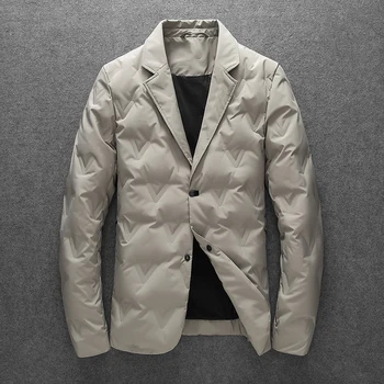 Lapela de roupas masculinas para Baixo do Casaco Business Casual Engrossado Casaco Quente De 90% Branco Pato Masculina de Alta Qualidade da Marca Blazer Parka