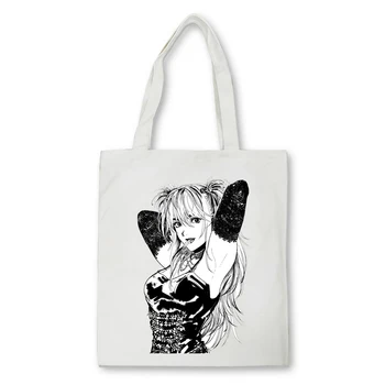 Misa Amane Anime Death Note Gráfico Senhoras Sacolas De Lona Sacos De Shopping Bag Bolsas De Pano De Mulheres Reutilizáveis Saco De Ombro Bolsas