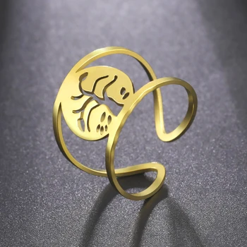 Skyrim Árvore da Vida Aberta Anéis de Aço Inoxidável da Cor do Ouro Ajustável Anel de Dedo de 2023 Vintage Viking Amuleto da Jóia para a Mulher