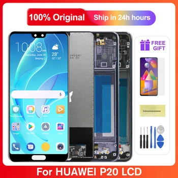 5.8 Tela Original Para Huawei P20 Tela LCD Touch screen Digitalizador Assembly Com Moldura Para Huawei P20 LCD EML-L29 L22 Tela